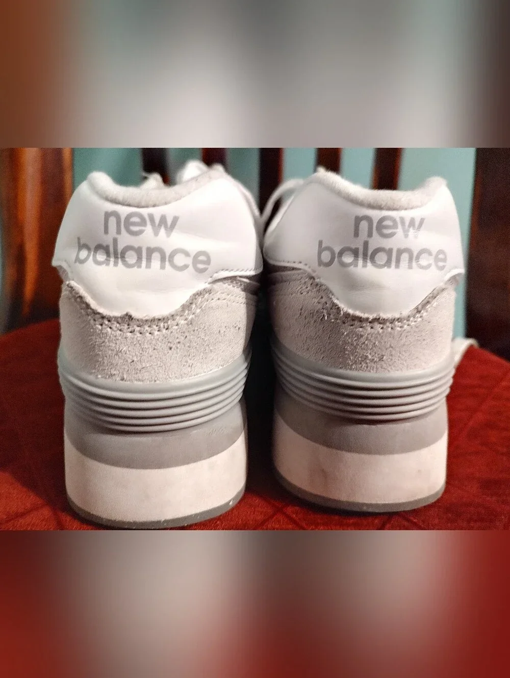 New Balance 574  Women’s Platform Sneakers - Reflection/Rain Cloud/White Womens8